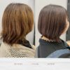 レイヤーの入ったスタイルから肩上前下りボブにスッキリカットさせて頂きました️