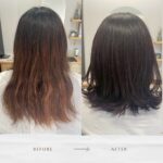 こちらのお客様はスッキリ長さをカットさせて頂いて、全体的にラズベリーピンクでトーンダウンさせて頂きました️