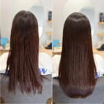こんにちは(*^^*) こちらのお客様は髪質改善ストレートをさせていただきました。 前回の髪質改善やカラーの履歴、クセの状態を見てお薬の調合をさせていただきました。 写真の通り、髪がつるんとなめらかになりました
